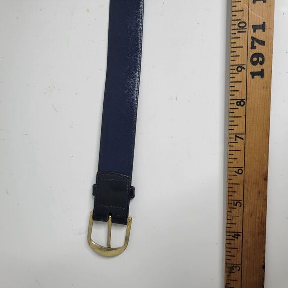 Pierre Leather Belt Cardin Blue 32/80 - Imported Cowhide Cowboy Dress Preppy - Picture 4 of 16